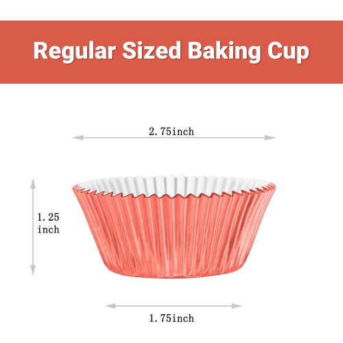 BinDamon Gold Foil Muffin Cupcake Liners/Baking Cups Standard Size, 100-Count 2