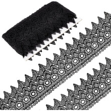 Lace Trim Venise 90mm Wide Embroidered Edge Waved Ribbon Black for Sewing DIY Crafts Wedding Applique Home Decor Curtains 5 Yards