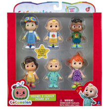 Cocomelon Family & Friends Confezione da 6 personaggi d'azione, bambole giocattolo per bambini