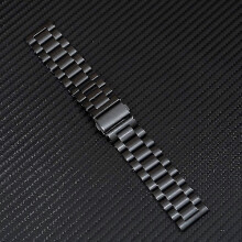 Passend für Edelstahl-Uhrenarmbänder, Damen- und Herrenarmband, massives Metallarmband, 16 mm, 18 mm, 20 mm, 22 mm, 24 mm, schwarzes Armband, 22 mm