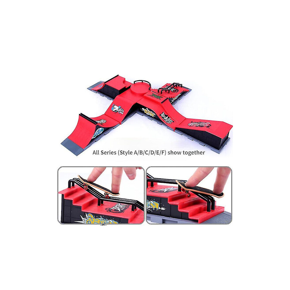 Mini Skatepark For Finger Skateboard, Combination Toy Skatepark, Ramp Toy, Skateboard Ramp Style B Red