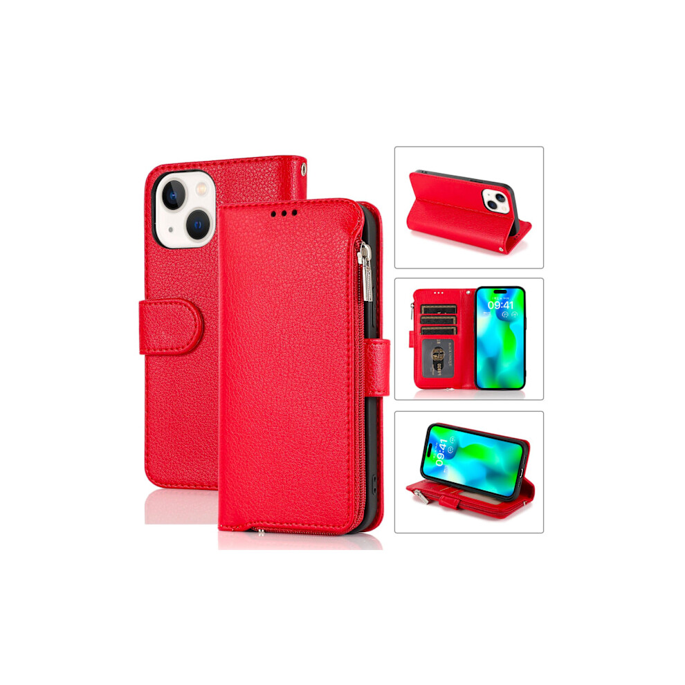 Wallet Case With Zipper - Case For Compatible With Iphone 15 Red 9048212008675