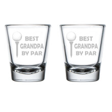 Set of 2 Shot Glasses 1.75oz Shot Glass Best Grandpa By Par Golf Golfer Father's Day For Grandfather