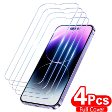 4 sztuki pełnej osłony ekranu ze szkła hartowanego kompatybilnej z iPhone 11 12 13 14 15 Pro Max, X XR XS Max, 7 8 6Plus, 15 Plus