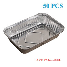 Foil Pans No Lids (50Count) Square Aluminum 700ML - Disposable Food Containers for Baking, Cooking, Heating, Storing