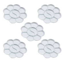 5 stuks 10-vaks bloemvormige verfbakjes voor kunstenaars, aquarelverfpaletten van plastic.