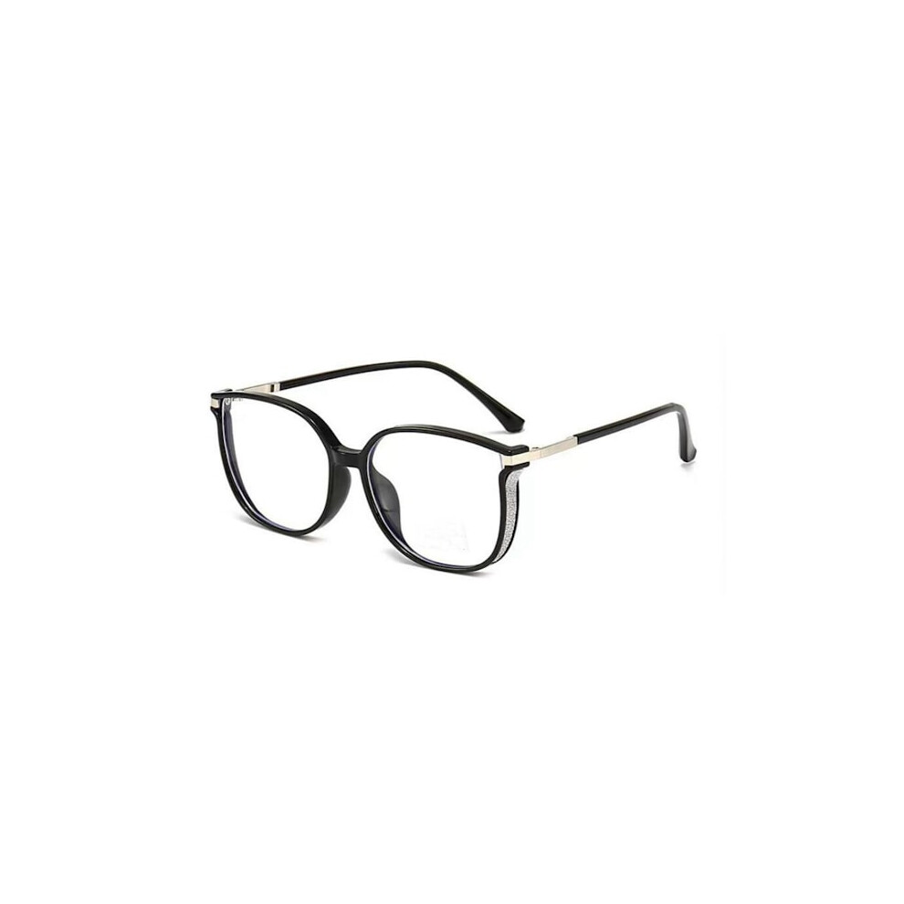 Square Reading Glasses for Women with Rhinestones, Adjustable +1.0~+4.0 Custom Strength Black +5.75 strength