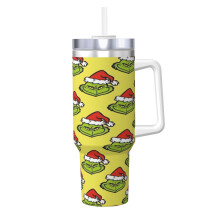 Personalisierter 1,2-Liter-Becher mit Henkel und Strohhalm – Reisebecher aus Edelstahl mit Deckel, kompatibel mit Grin-Ch – Geschenk für Frauen,