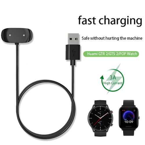 Καλώδιο φόρτισης για συμβατότητα με Amazfit T-Rex2GTS2Βάση φόρτισης USB Μαγνήτης μαύρος, 1