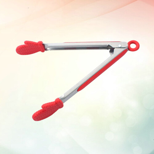 Pinça de silicone para alimentos de 9 polegadas, com clipe, para churrasco, utensílio de cozinha espesso para casa e restaurante (cor aleatória) 2