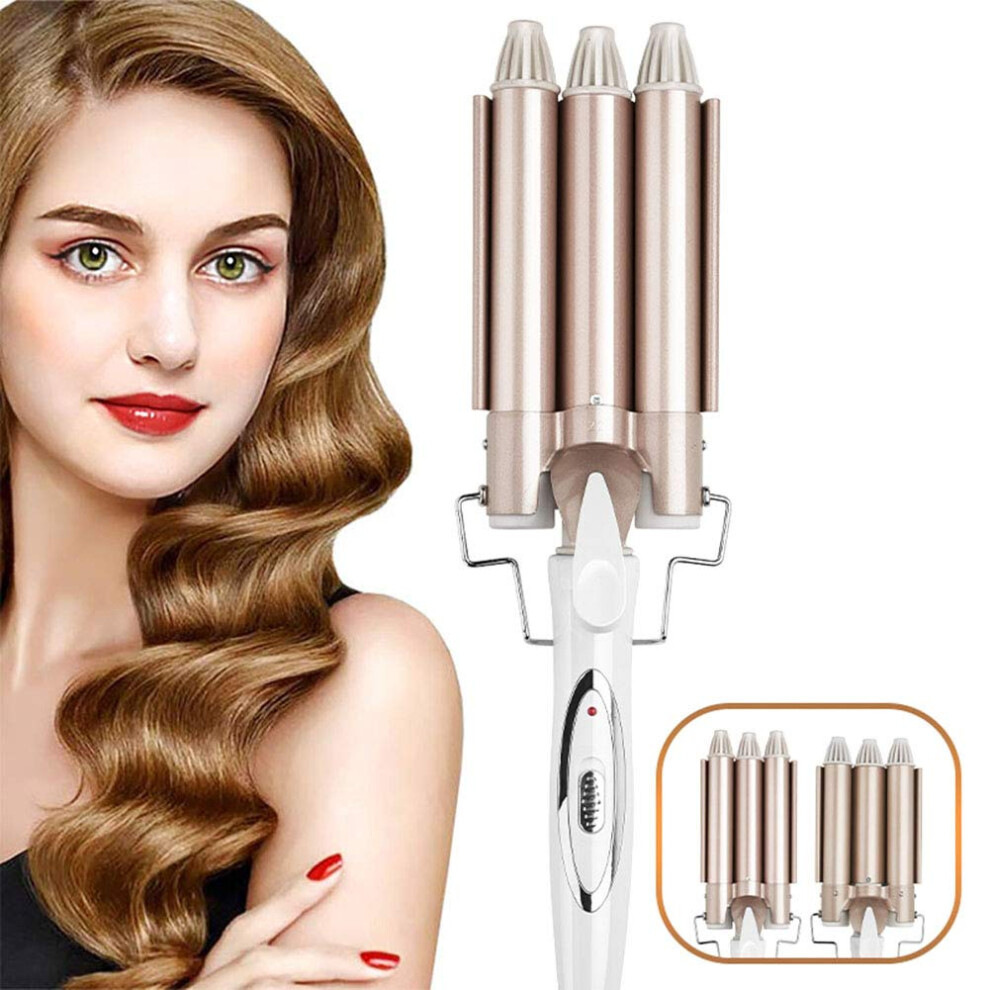 Triple Barrel Curling Iron 22mm Ceramic Hair Waver for Beach Waves with Fast HeatUp and Dual Voltage