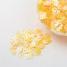 10g Ornament Accessories Plastic Paillette/Sequins Beads Smiling Face Yellow 8x6x0.1mm Hole: 0.8mm