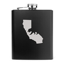 7 oz Stainless Steel Hip Flask Cali Bear California (Black)