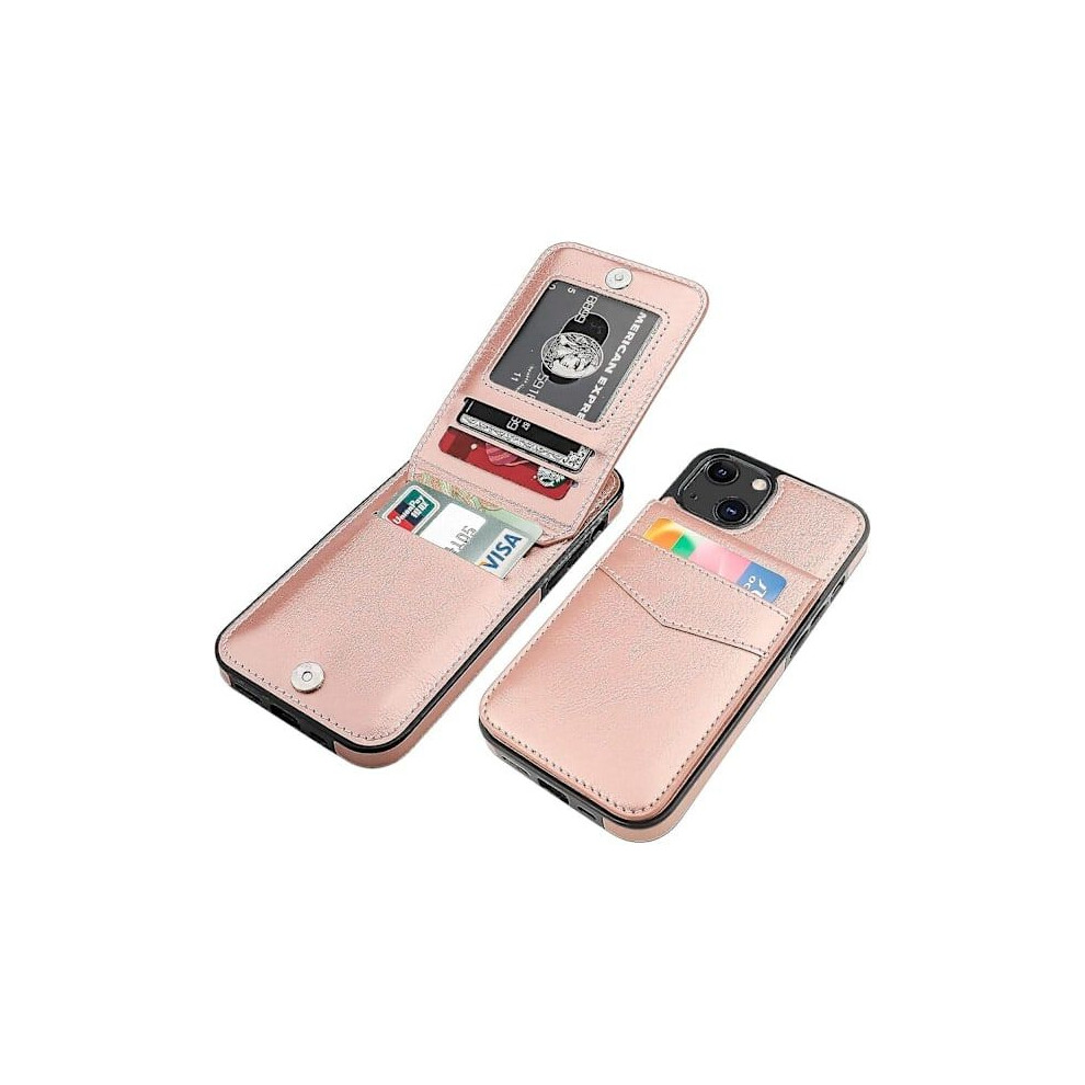 Case Wallet With Card Slots, Premium Leather Magnetic Closure Stand Rugged Protection For Compatible With Iphone 37 (Rose ) Gold 9191629671083