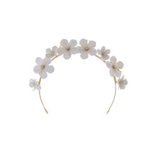 Bridal Headpiece Crown with Crystals and Pearls, Handcrafted Floral Wedding Hair Accessories