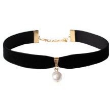 Modische Perlen-Choker-Halskette von Yuanmiaoke für Damen, ideal für den Alltag (Schwarz)