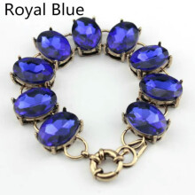Pulseira oval clássica vintage RSAMD com pedra de cristal para mulheres - Azul Royal