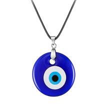 Runde, herzförmige Halskette mit verstellbarem Kunstlederseil, Unisex, Augenanhänger, Party-Halskette, Schmuckaccessoires