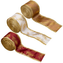 5 Yards (ca. 4,5 m) Weihnachtsband, weihnachtlich bedrucktes Ripsband zum Verpacken von Geschenken, für Schleifen, zum Nähen, Basteln, für