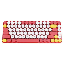 Teclado inalámbrico de 84 teclas y 2,4 GHz con teclas redondas de estilo retro para portátiles. Teclado inalámbrico recargable.
