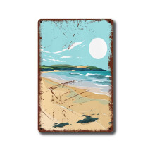 Harlyn Bay Reisedruck Cornwall Original Design Wandkunst Aluminiumschild für Männerhöhle/Garage Größe: 8x12 Zoll