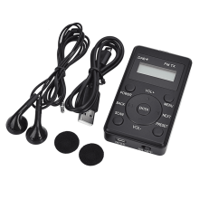 Bærbar radio Mini Lomme FM DAB+ Digitalt display Stereomodtager LCD Indbygget batteri Høretelefon Supportkalender