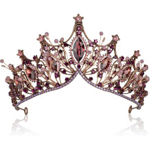 Barokke zwarte koninginnenkroon voor vrouwen, donkere gotische prinsessentiara, handgemaakte kristallen hoofdband – geschikt voor Halloween,
