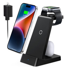 Chargeur de voiture sans fil, station de charge sans fil 3 en 1 avec adaptateur, chargeur sans fil, avec adaptateur
