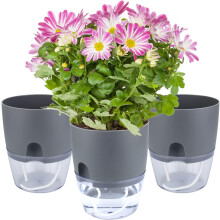 Tutuviw Macetas de autorriego de 6" (paquete de 3), violeta, para jardines interiores/exteriores, autoaireadas, con alto drenaje y depósito profundo