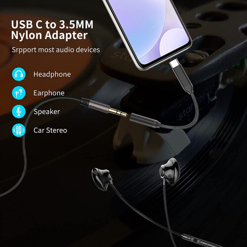 Προσαρμογέας ακουστικών USB C σε 3,5 mm, καλώδιο καλωδίου τύπου C σε Aux Audio Dongle για Pixel5 4 1