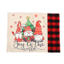 Crăciun Placemat drăguț Gnome Doll Prints roșu negru carouri antiderapante cânepă pânză izolatoare termice tampoane Crăciun masă decorare