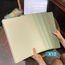 Hiroekza School Supplies Dossiermappen, Groen met Gradiënt, 10-pack, Plastic Mappen met Vakjes, A4-formaat voor Documentorganisatie, Geschikt voor