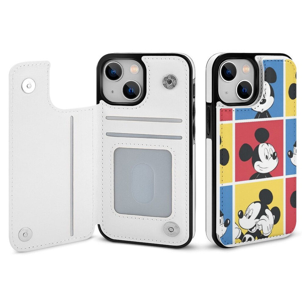Mickey Mouse Compatible Iphone 14 Wallet Case With Card Holder, Pu Leather Flip Folio, Double Magnetic Clasp & Shockproof Cover For Women/Girls 9433291445402