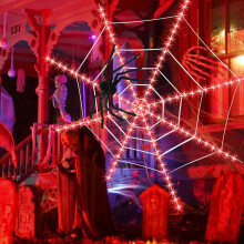 Ympuoqn Halloween-koristeet sisä- ja ulkokäyttöön, Horror Web LED -valaistustilat, 3,6 m, yhteensopiva Halloween-festivaalin teemakoristeiden