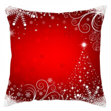 JANDEL Decorațiuni de Crăciun Fericit 45x45 cm Fețe de pernă roșii cu Moș Crăciun și fulgi de zăpadă pentru canapea și casă