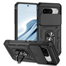 Carcasă elegantă cu suport, rezistentă la căderi și șocuri pentru Google Pixel 8, negru, negru