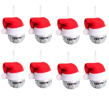 Weihnachtskugel mit Weihnachtsmannmütze, reflektierende Hängekugel für Partys, Weihnachtsdekoration für drinnen