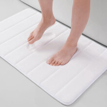 Tappetino da bagno in memory foam ZOUYUE, 61x41 cm, ultra morbido, antiscivolo, assorbente, lavabile in lavatrice, bianco sporco.