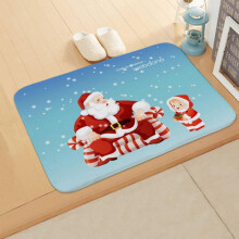 Weihnachtsbadematte, rutschfester, weicher Flanellteppich, saugfähig, mit Schneeflocken-, Weihnachtsmann- und Schneemannmotiv, waschbar, 40 x 60 cm