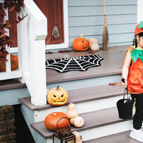 Χαλί Ιστού Αράχνης για Halloween, 2024Πλούσιο Χαλί Μπάνιου Κολοκύθας, Πλενόμενο 2