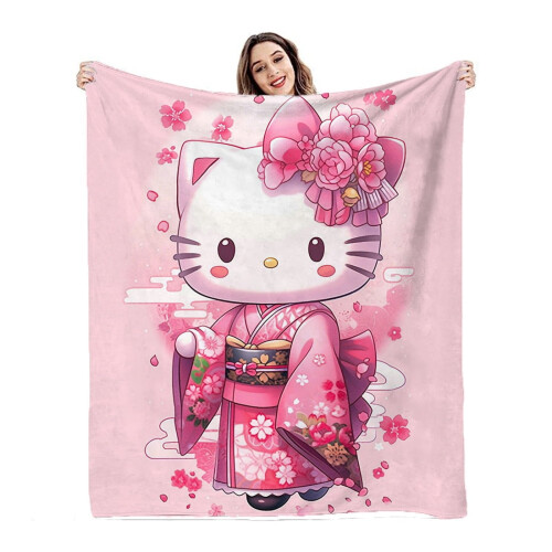 Kawaii Hello Kitty Κουβέρτα Φανέλας Κινούμενα Σχέδια Κουβέρτα Κλιματισμού για Γεύμα,