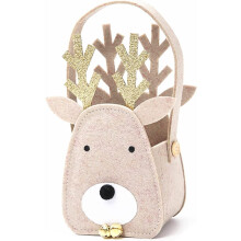 LINLIN Kleine Weihnachtsgeschenktüte mit Henkel, wiederverwendbar, aus Filz, Weihnachtsmann-Motiv, ideal für Weihnachtsfeiern, Snacks, Geschenke