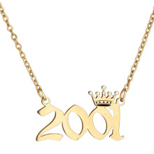 Collana con ciondolo numero Welling, anno, corona, acciaio inossidabile, catena squisita, collana da donna, regalo di compleanno