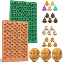 Christmas Tree Cookie Mold Silicone Cookie Mold for Christmas Tree Turkey Shape Non-stick Reusable Baking Mold for Candy Jelly Fondant Mold