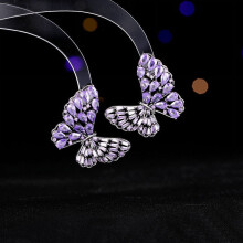 S925 Silver Needle Super Flash Zircon Inlaid High-end Earrings, Light Luxury Fashion Flying Wings Butterfly Stud Earrings