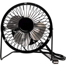 USB Metal Desk Fan, Bexikou 4 inch Quiet Mini Desktop Cooling Fan with Adjustable Head for Home, Office and Travel-Black