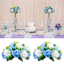 Begine Fake Flowers Clearance, Hand-Photographed 2 Packs/Box - Simulated Silk Flower Ball White with Light Blue, Compatible with Home Decor