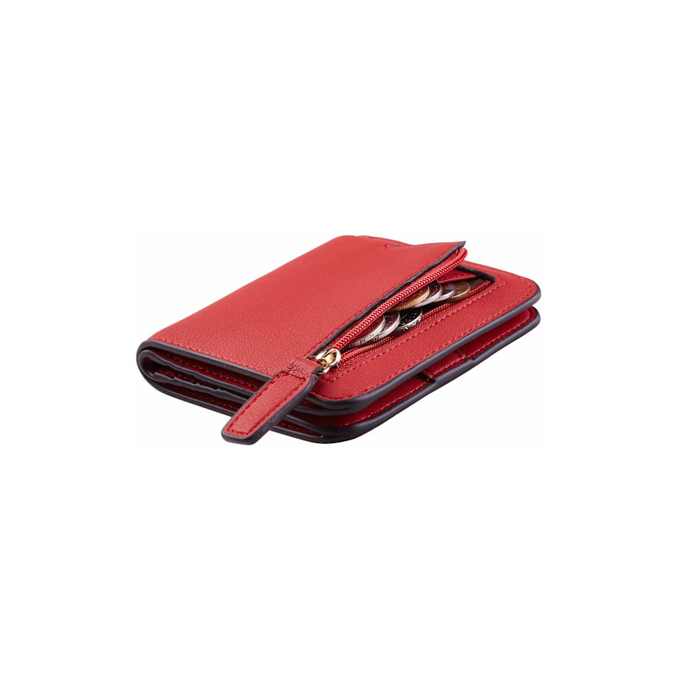 Women Rfid Blocking Small Compact Bifold Luxury Genuine Leather Wallet Ladies Mini Wallet With Id Window 9004841144245