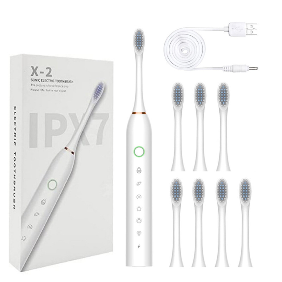 Electric Toothbrush, Electric Toothbrush With 8 Brush Heads, Smart 6-speed Timer Electric Toothbrush IPX7