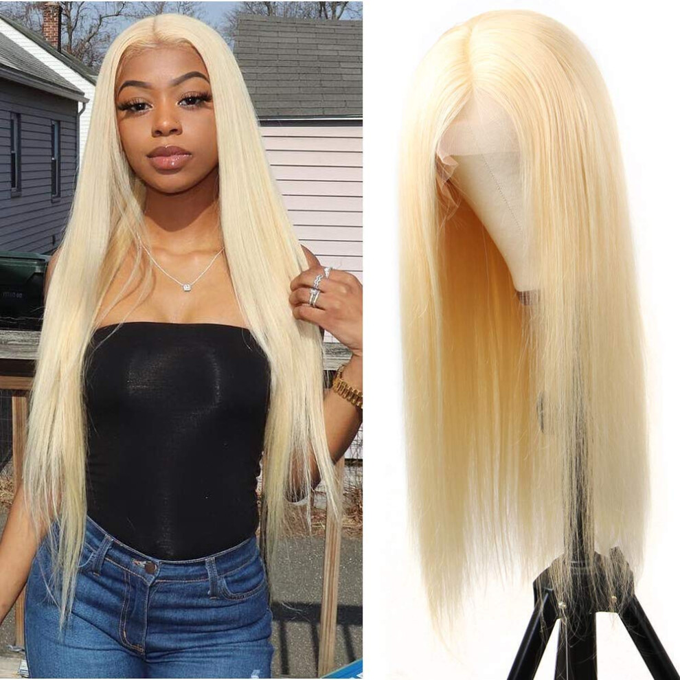 613 Blonde Lace Front Wig Brazilian Human Hair Straight with Baby Hair Natural Hairline